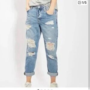 Topshop Motto Hayden Light Blue Distressed Boyfriend Jeans